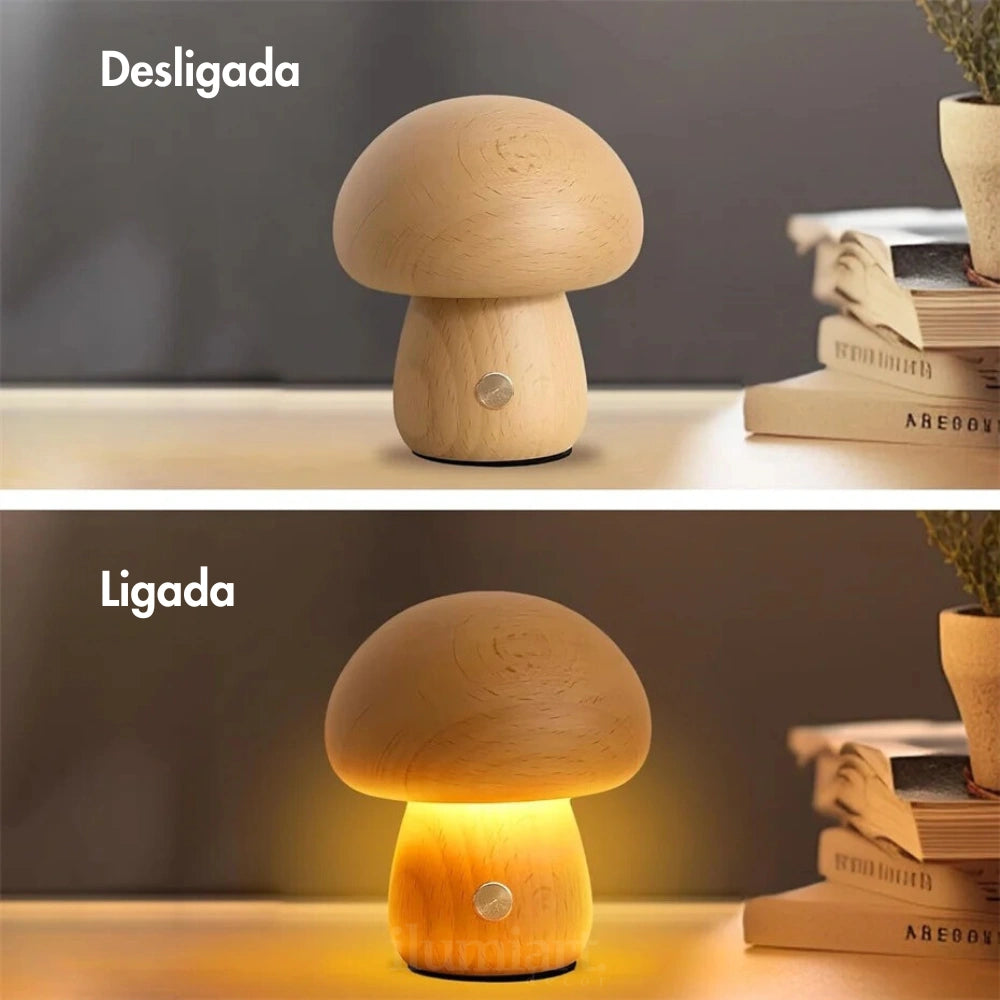 Luminária Noturna LED Design Cogumelo