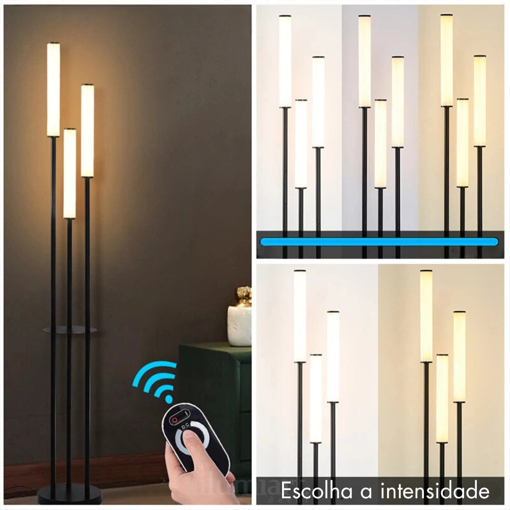 Luminária de Piso Tripla - Design Moderno Aconchegante - LED