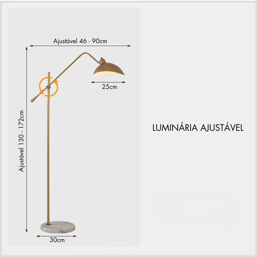 Luminária de Chão Nórdica com Base de Mármore