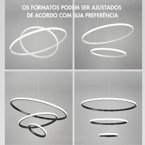 Luminária Pendente Moderna com Anéis de LED