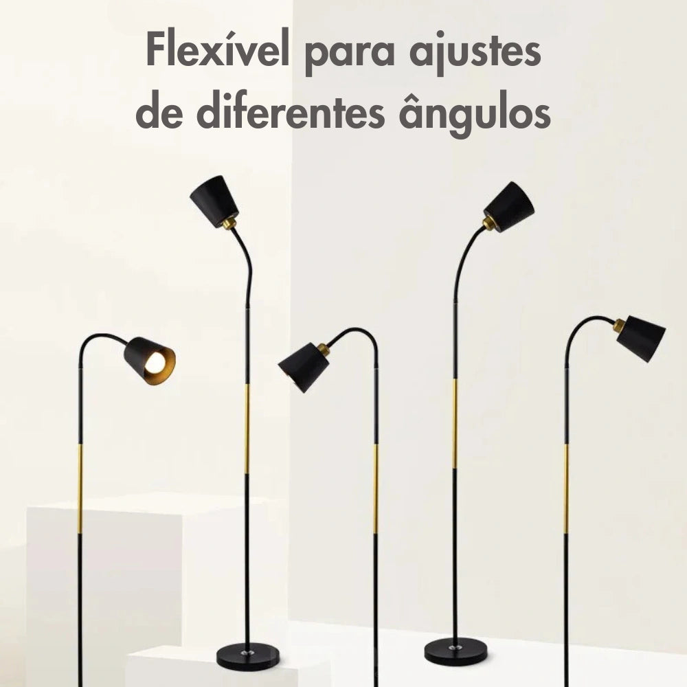 Luminária de Piso com Haste Ajustável - Design de Ferro