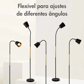 Luminária de Piso com Haste Ajustável - Design de Ferro