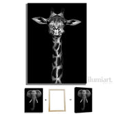 Quadro Decorativo de Animais Preto e Branco - Canvas