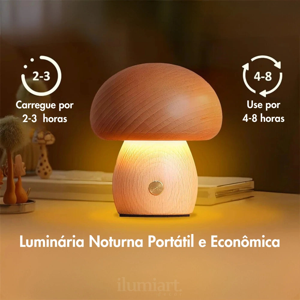 Luminária Noturna LED Design Cogumelo